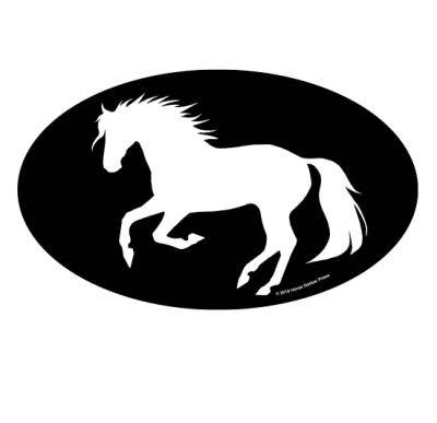 Oval Equestrian Horse Sticker / Cantering Horse / WATERPROOF