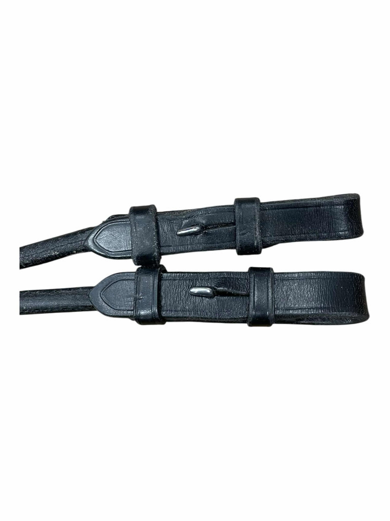Schockemohle Rolled Leather Reins  - Black - Approx 56" - USED