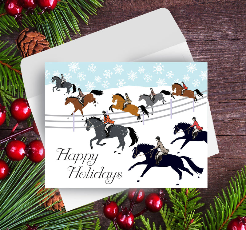 Horse Christmas Card / Fox Hunting / Holiday Greeting Card