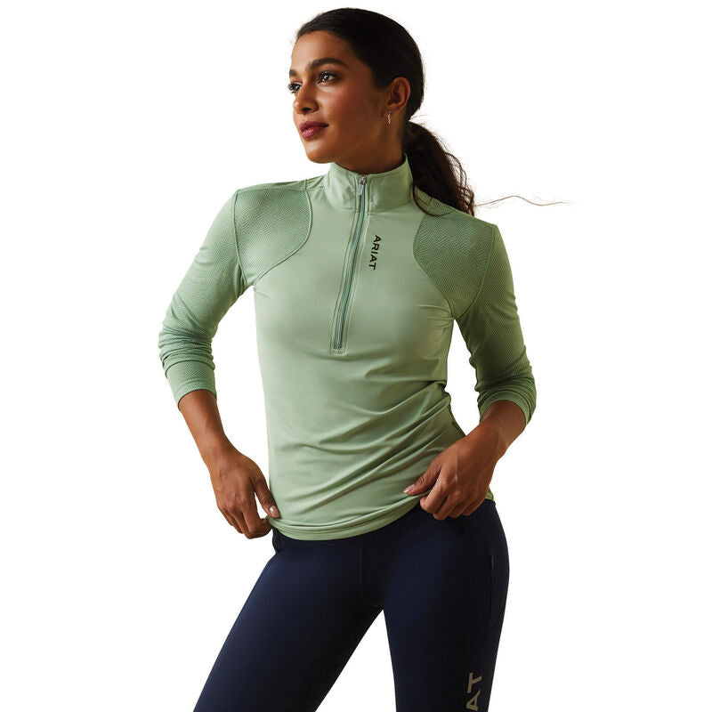 Breathe 1/4 Zip Long Sleeve Baselayer - Basil