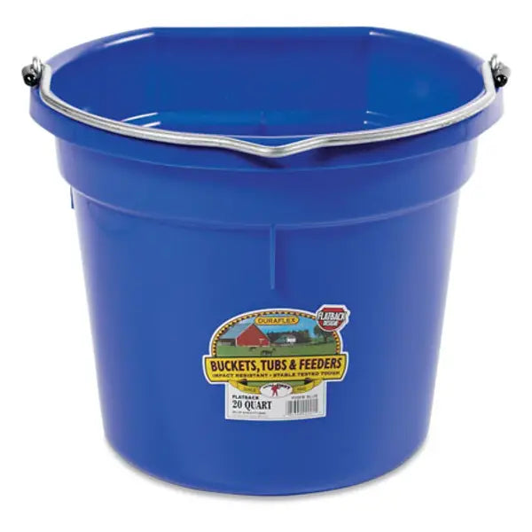 Plastic Flatback Bucket -  20 Qt - Blue