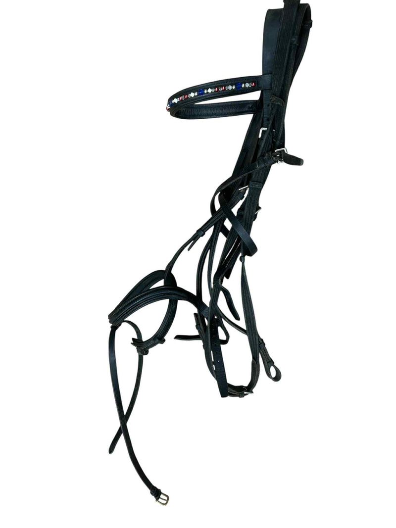Leather Bridle with Webbed Reins - Black - Approx Full Size Size - USED