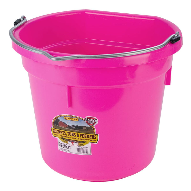Plastic Flatback Bucket - 20 Qt Hot Pink