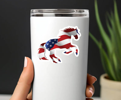 3" Tumbler Horse Sticker / American Flag / WATERPROOF