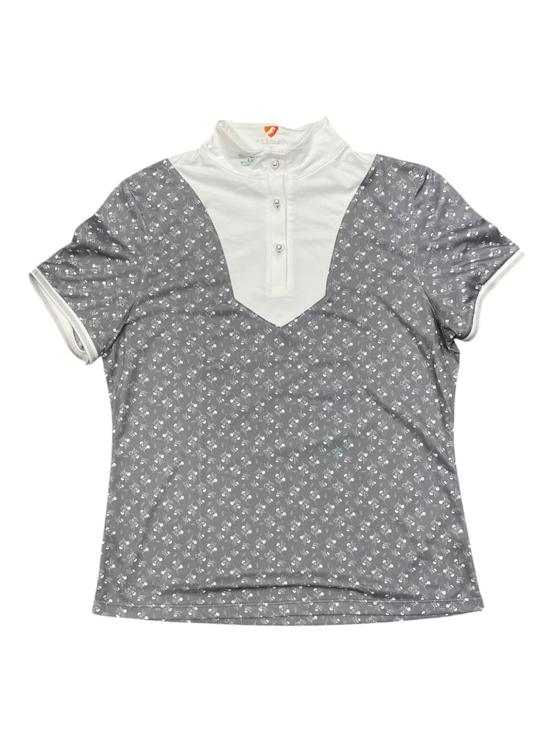 Aubrion SS Show Shirt - White/Grey Floral - XXL - USED