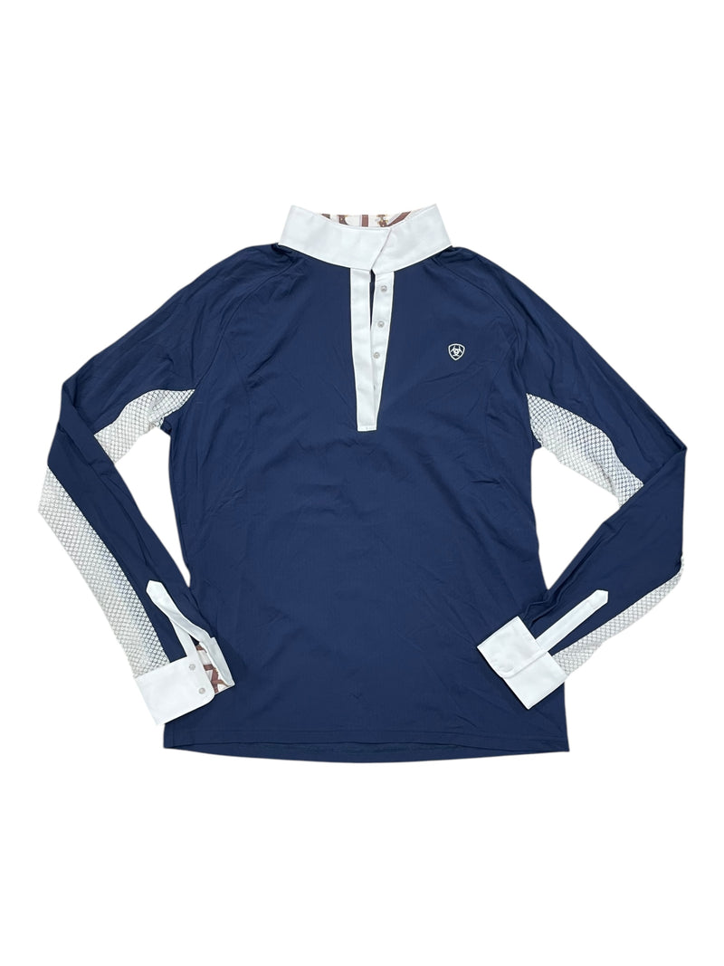 Ariat LS Show Shirt - Navy/White - L - USED