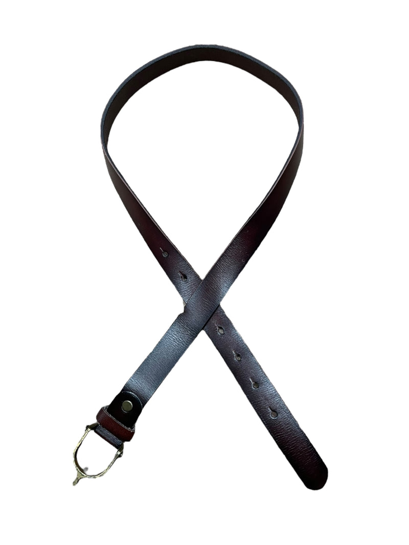 Leather Spur Belt - Dark Brown/Brass - Approx 32" - USED