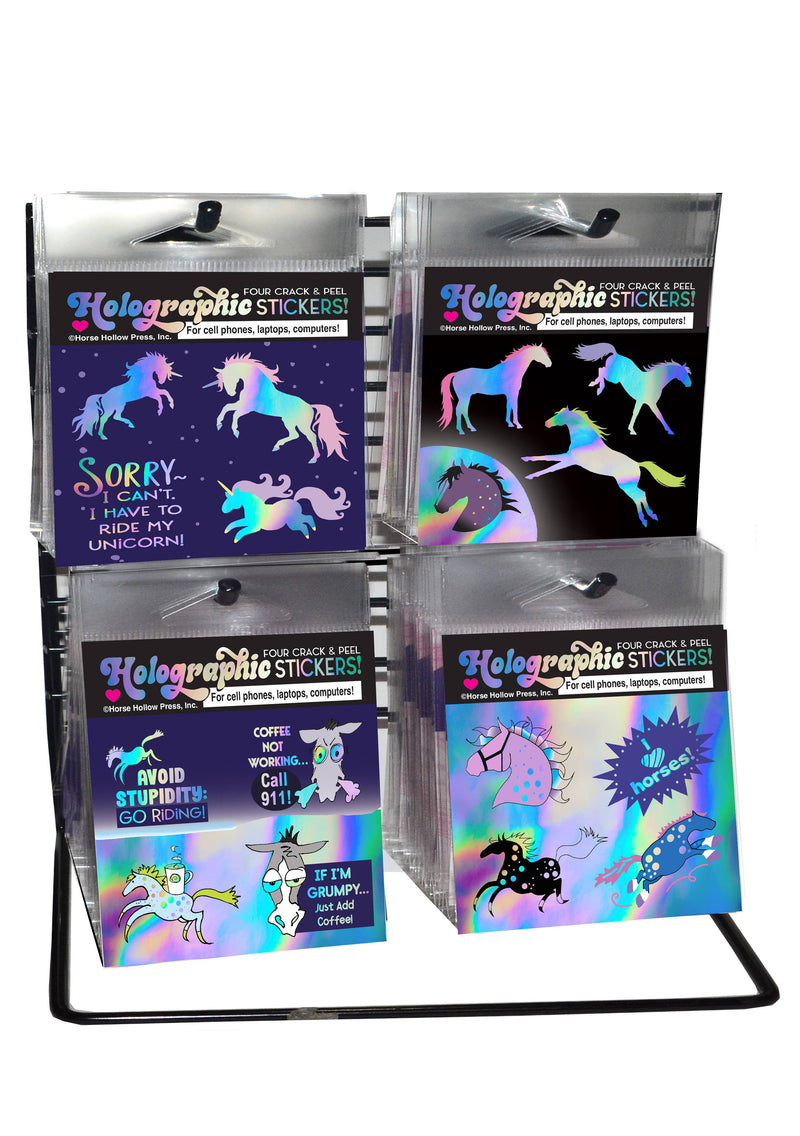 Holographic Sticker Sheet / Love Horse / 4 peel-off stickers