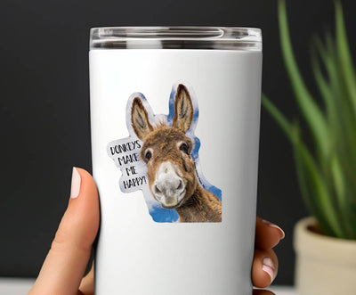 3" Tumbler Donkey Sticker / Make Me Happy /WATERPROOF