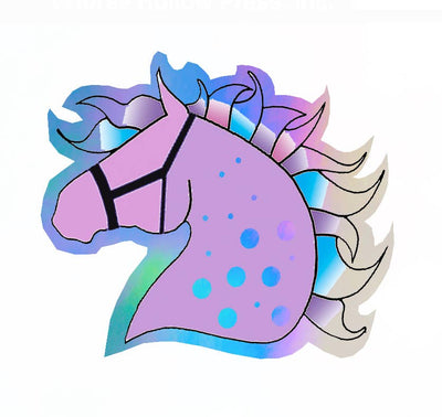 Holographic Sticker Sheet / Love Horse / 4 peel-off stickers