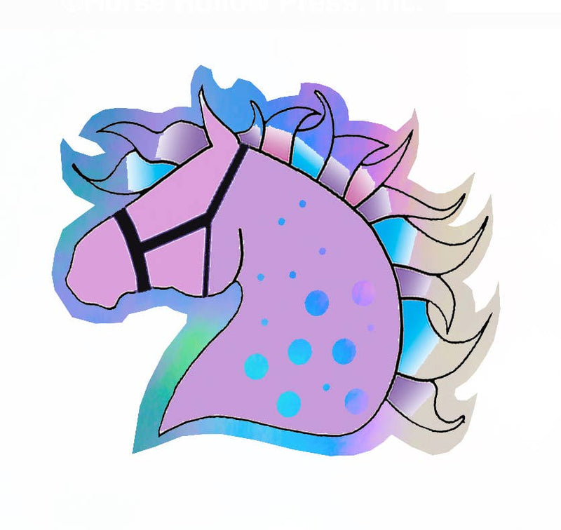 Holographic Sticker Sheet / Love Horse / 4 peel-off stickers
