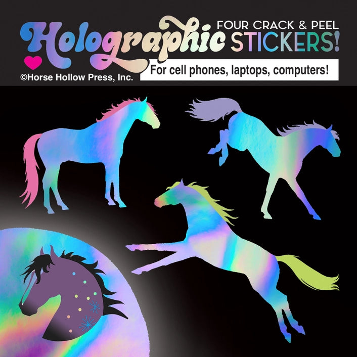 Holographic Horses Sticker Sheet - 4 Peel-Off Stickers
