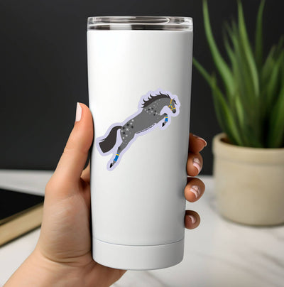 3" Tumbler Horse Sticker / Dappled Grey Jumper / WATERPROOF