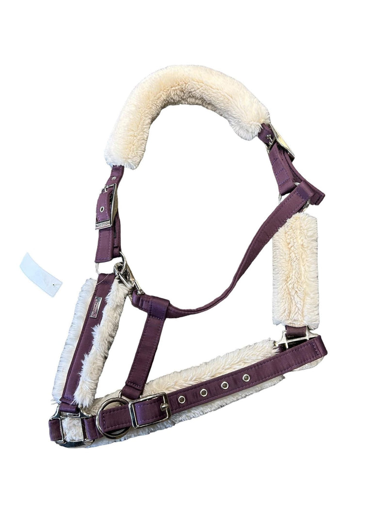 Equestrian Stockholm Fuzzy Halter - Purple/White - Full Size - USED