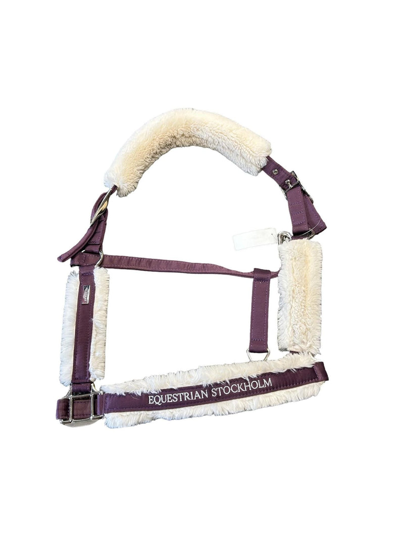 Equestrian Stockholm Fuzzy Halter - Purple/White - Full Size - USED