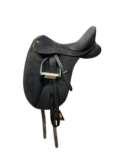 Flex Rider Inga Synthetic Suede Saddle - 17.5 Seat/Easy Change Gullet - Black - USED