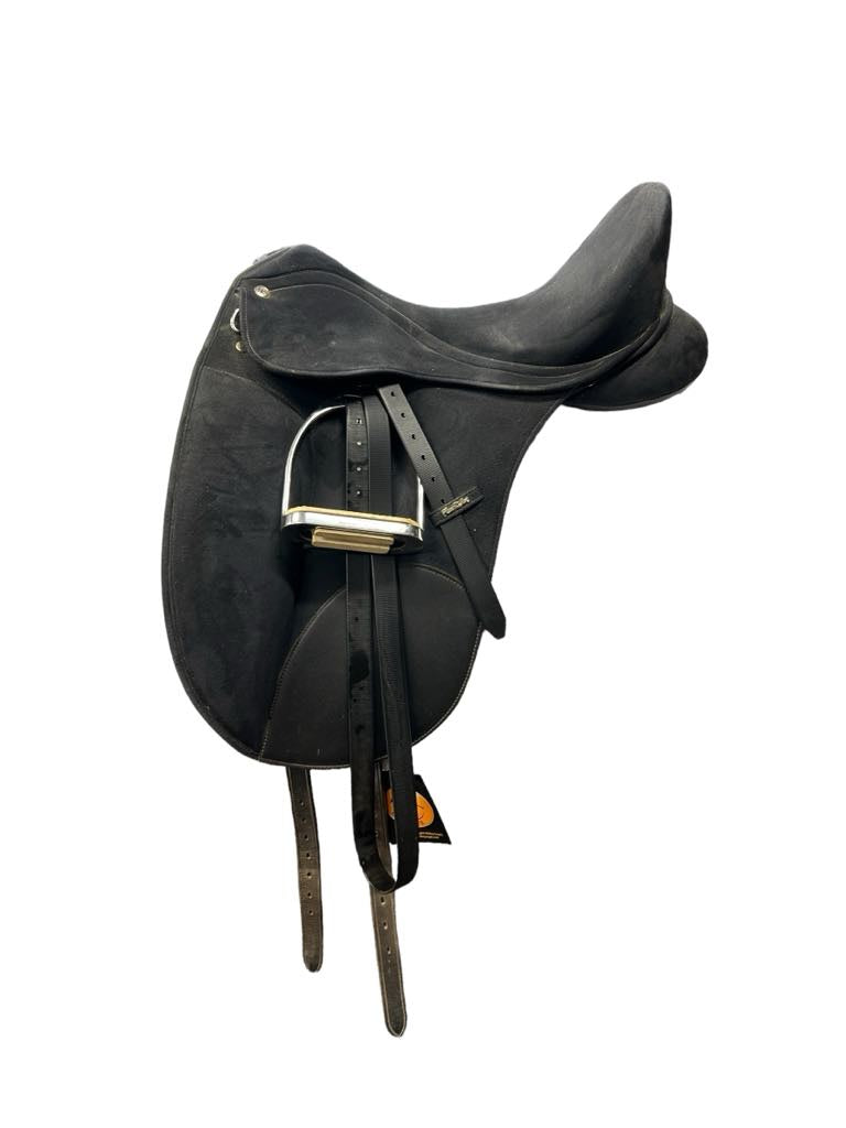 Flex Rider Inga Synthetic Suede Saddle - 17.5 Seat/Easy Change Gullet - Black - USED