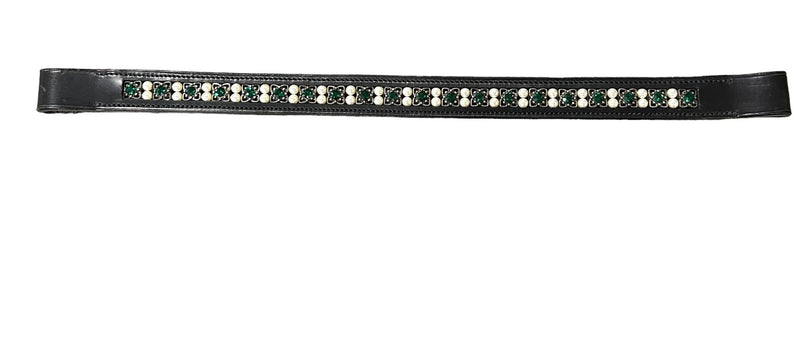 Bling Browband - Black/Pearl/Green - 14 3/4" - USED