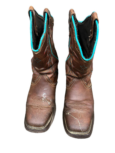 Justin Cowgirl Boots - Brown/Turquoise Size 8 - USED