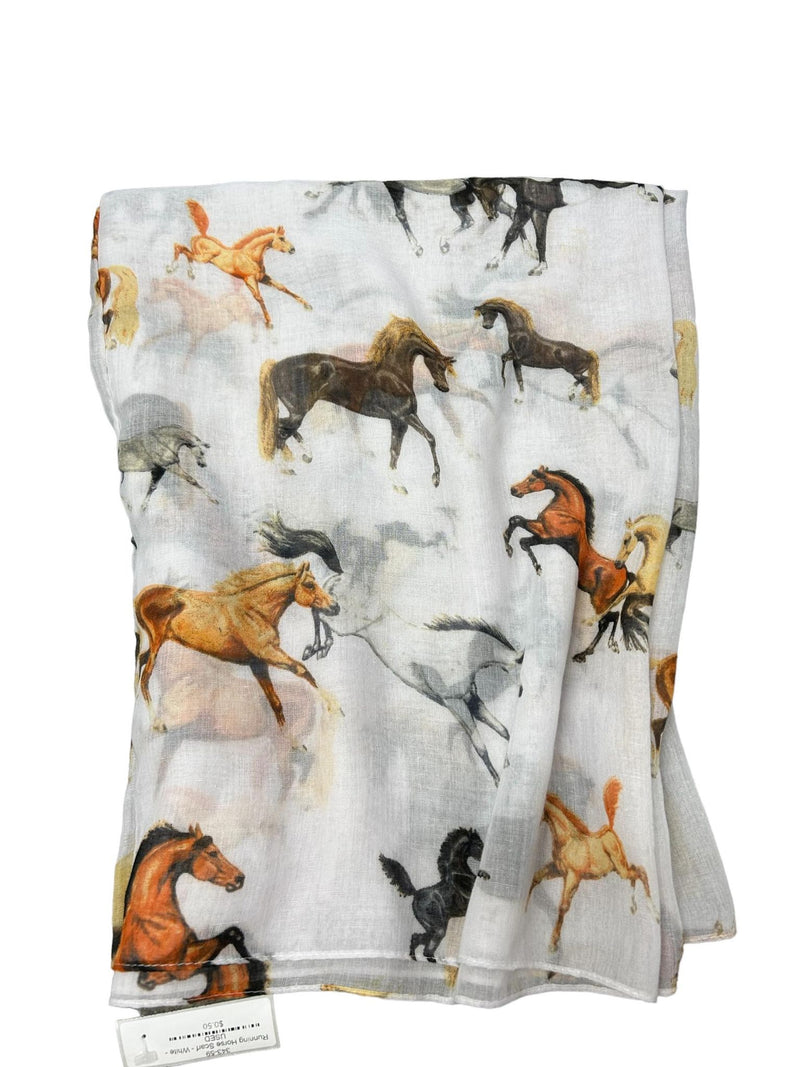 Running Horse Scarf - White - USED