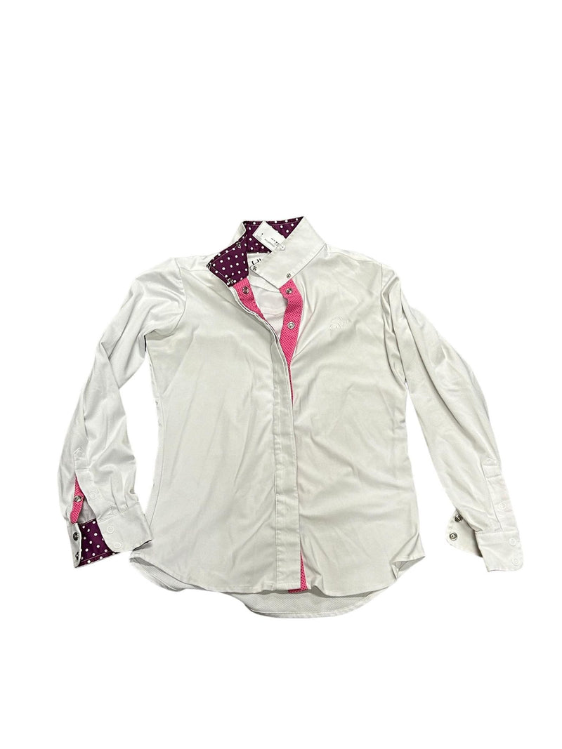 Ovation LS Show Shirt - White/Pink Youth 10 - USED