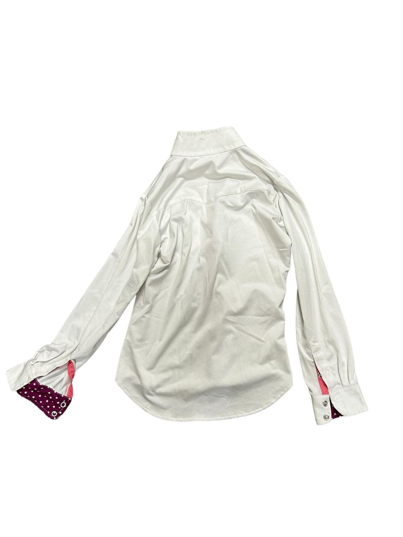 Ovation LS Show Shirt - White/Pink Youth 10 - USED