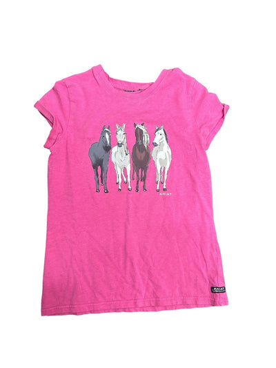 Ariat 4 Horses Tee - Pink est. Youth M - USED