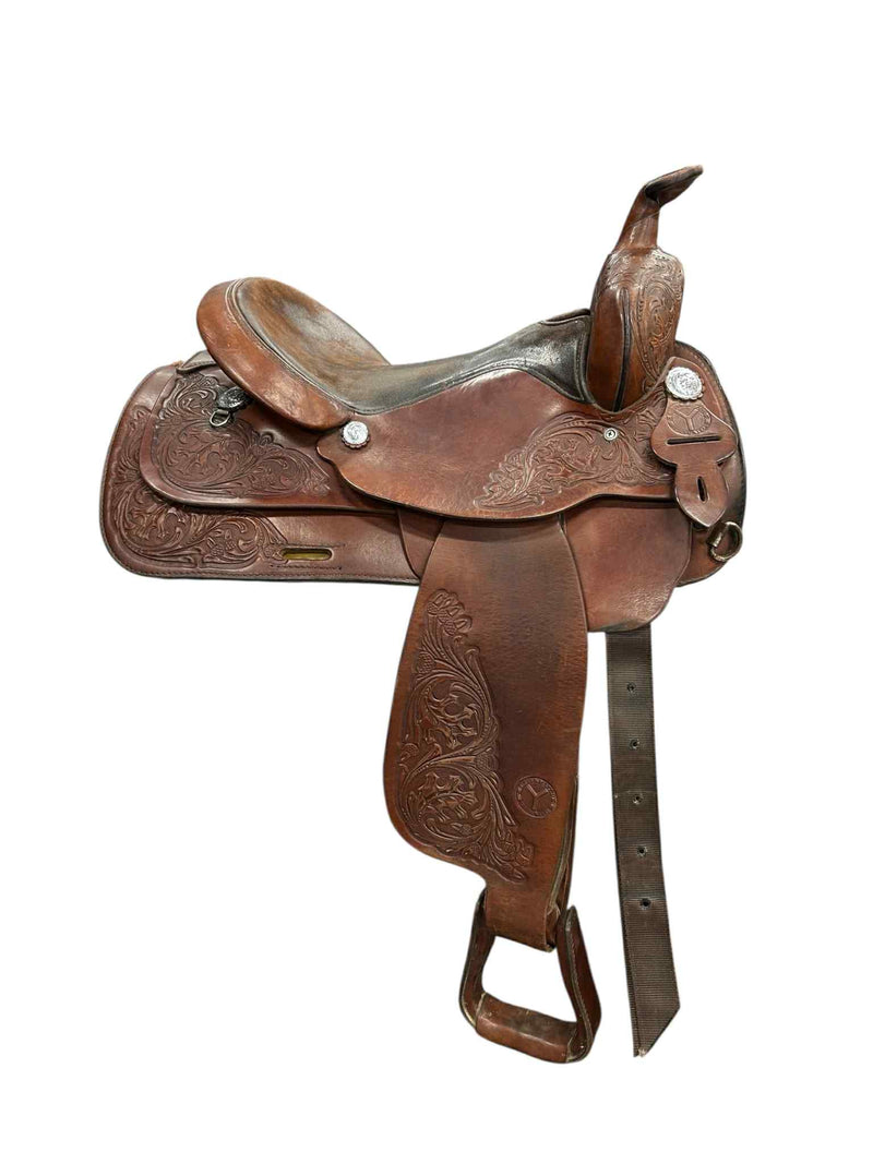 Circle Y Park & Trail Tooled Saddle - Dark Brown - 15.5" - USED