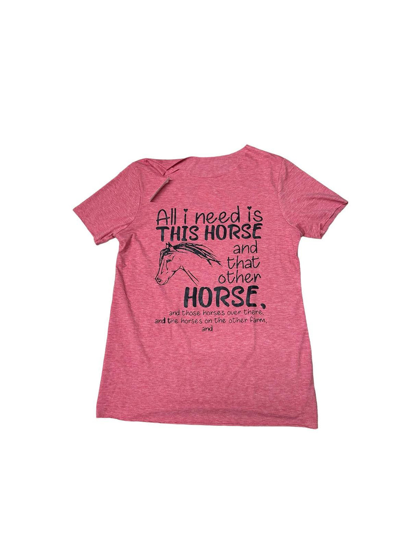 All I Need Is Horse SS Tee - Pink - Est. M - USED