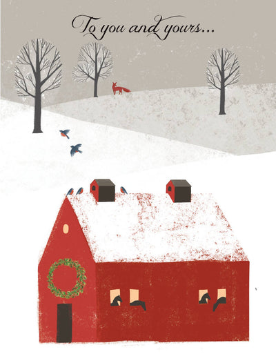 Fox Christmas Card / Fox, Horses & Barn / Fox Greetings
