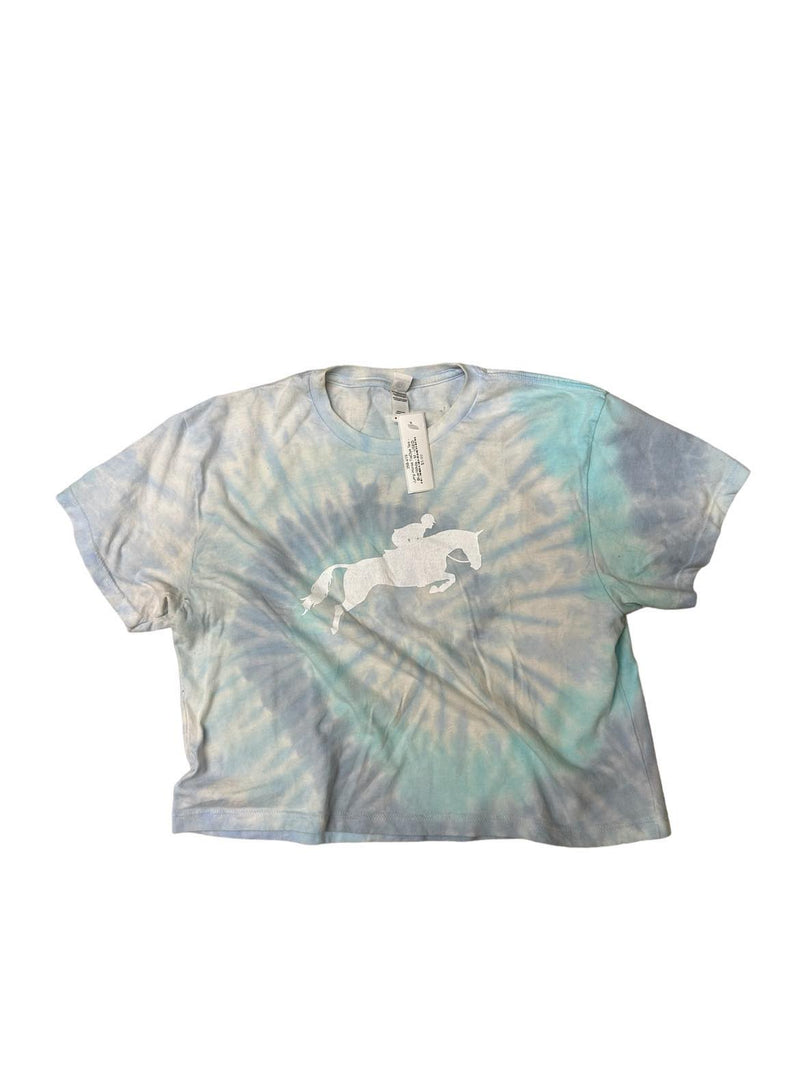 Jump Horse Tie-Dye Tee Crop Top- Blue/White - M - USED