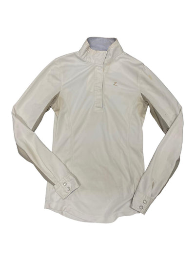 Horze LS Show Shirt - White - 2 (Est. XS) - USED