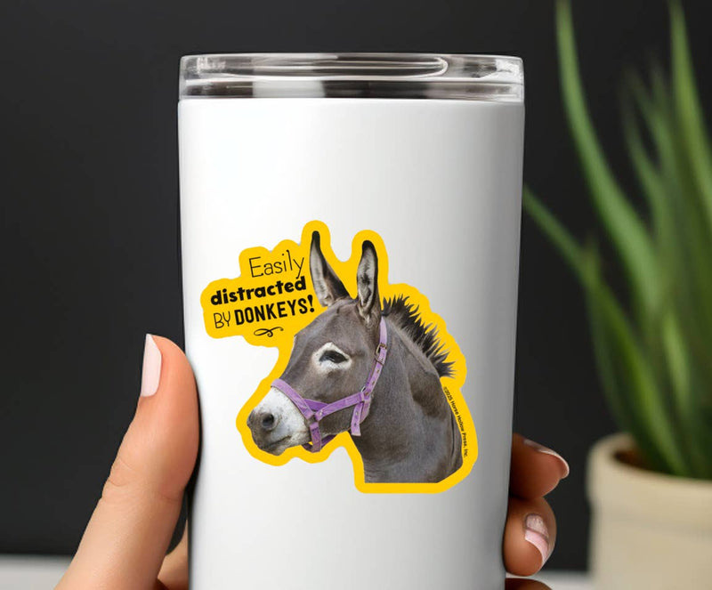 3" Tumbler Donkey Sticker / Easily Distracted / WATERPROOF