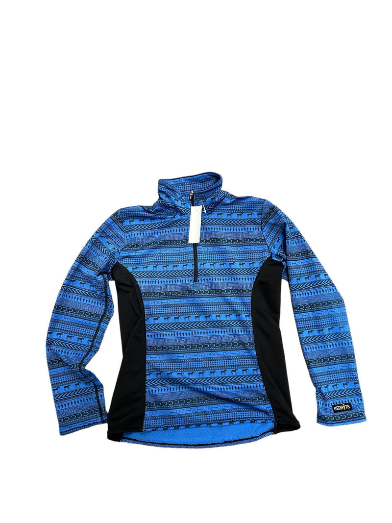 Kerrits 1/4 Zip Base Layer - Blue/Black - Youth M - USED