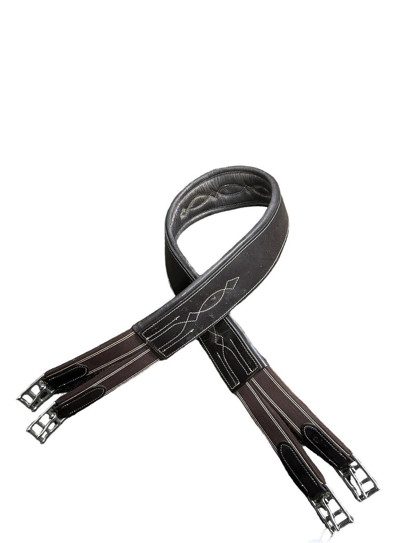 Fancy Stitch Girth - Brown - 52" - USED