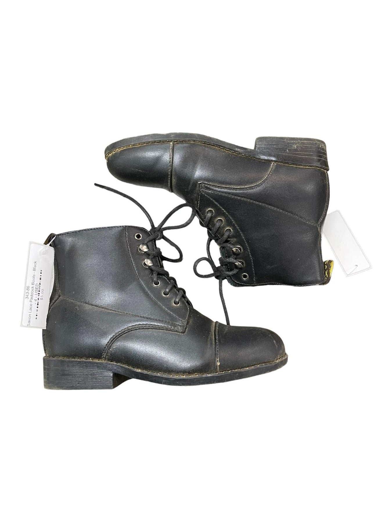 Saxon Lace Paddock Boots Black 4 USED Equine Essentials