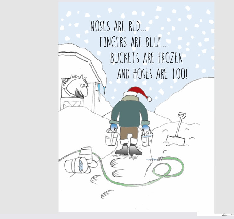 Horse Christmas Card: Noses Are Red, Fingers Are Blue...