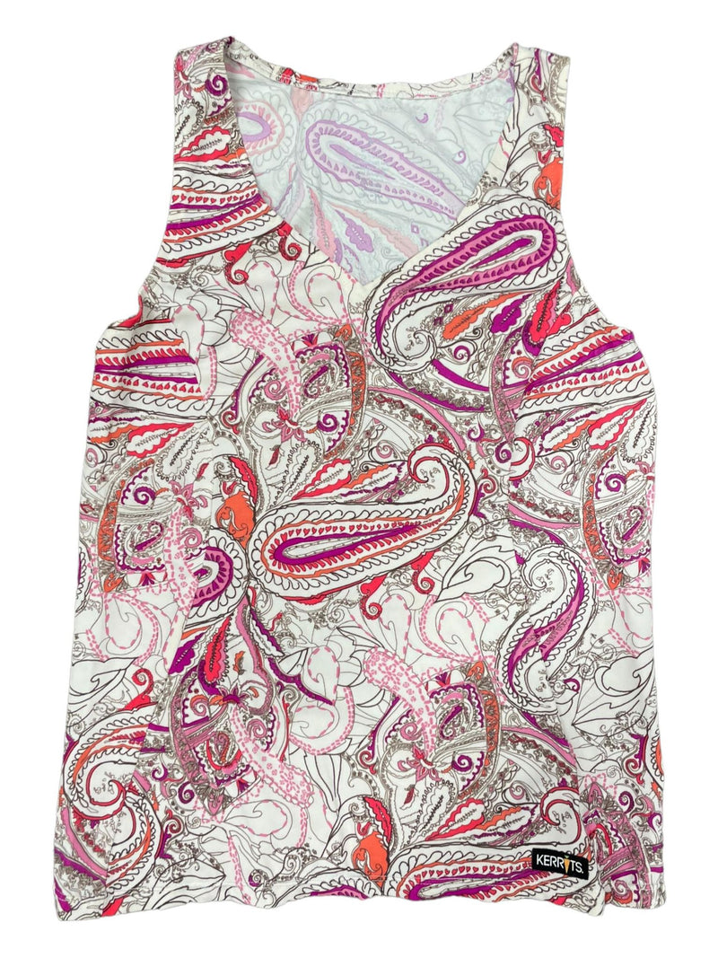 Kerrits Floral Tank Top - White/Pink/Red - M - USED