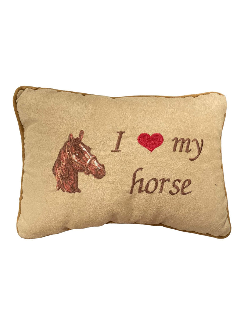 "I Love My Horse" Pillow - Tan - USED