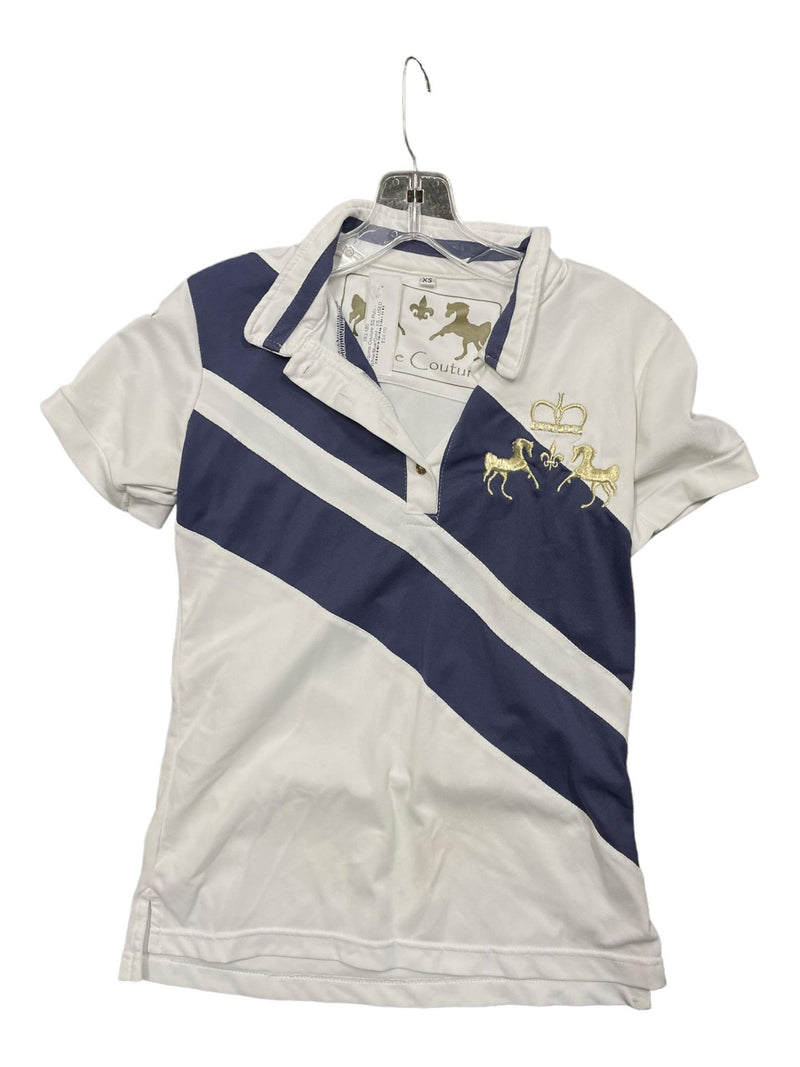 Equine Couture SS Polo - White/Blue/Gold - XS - USED