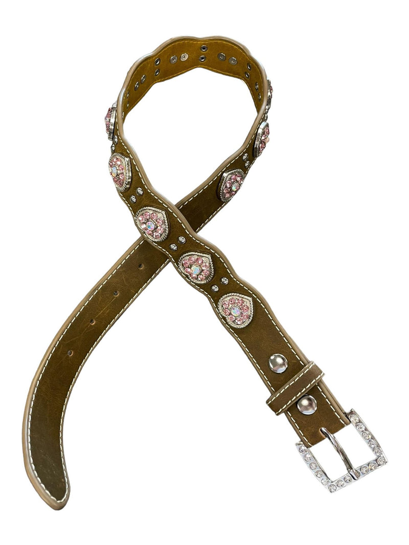 Nocona Belt - Brown/Pink Hearts - 27" - USED