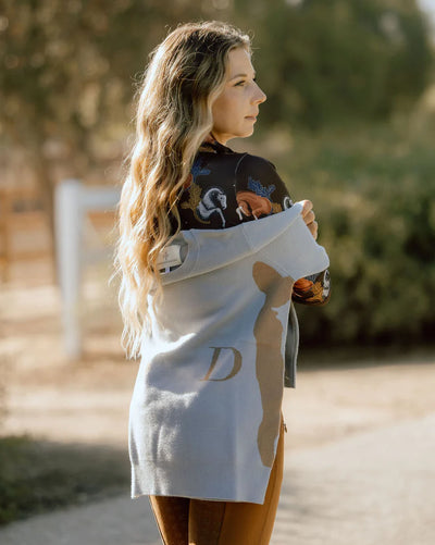 The Deinhardt HERITAGE Sweater - Periwinkle / Cognac