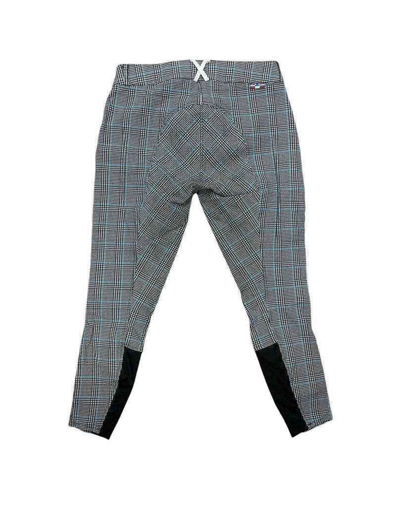 Horze Plaid FS Breech - White/Black/Blue - 32 - USED