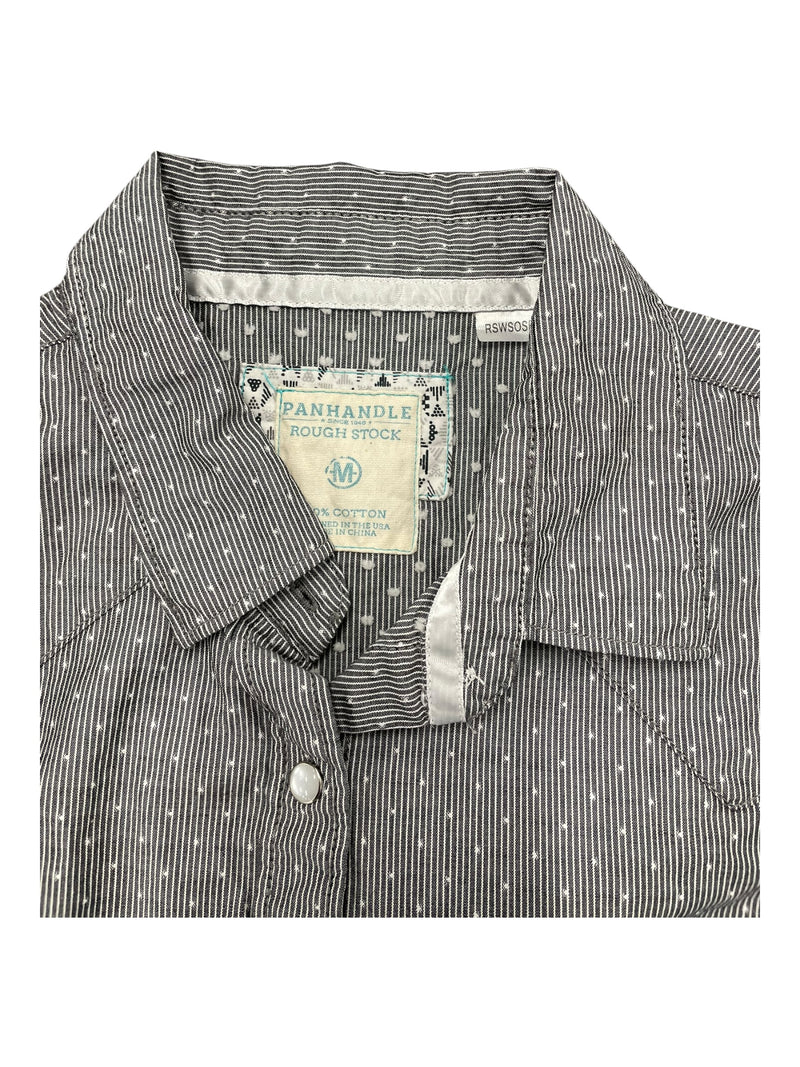 Panhandle Rough Stock Snap Up - Grey/White - M - USED