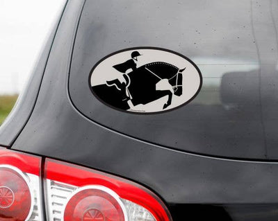 Oval Equestrian Horse Sticker / Rider / WATERPROOF