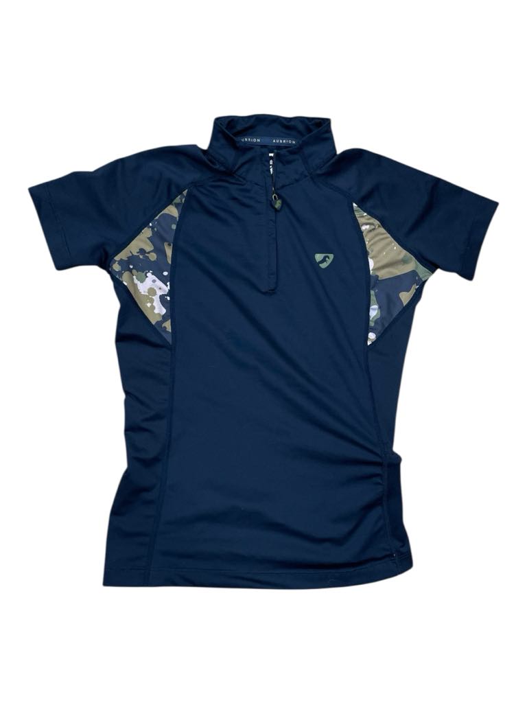 Aubrion SS 1/4 Zip - Navy/Green - Youth 11-12 Years - USED