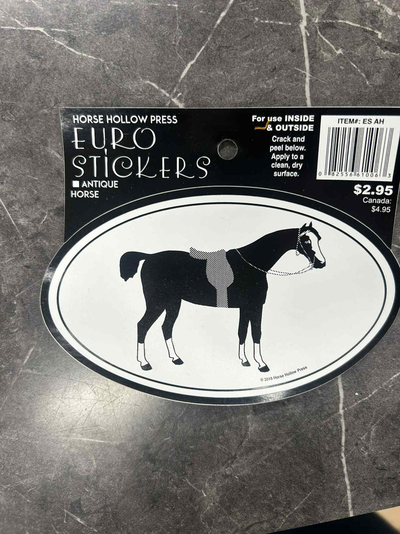 Euro Oval Sticker Antique Horse
