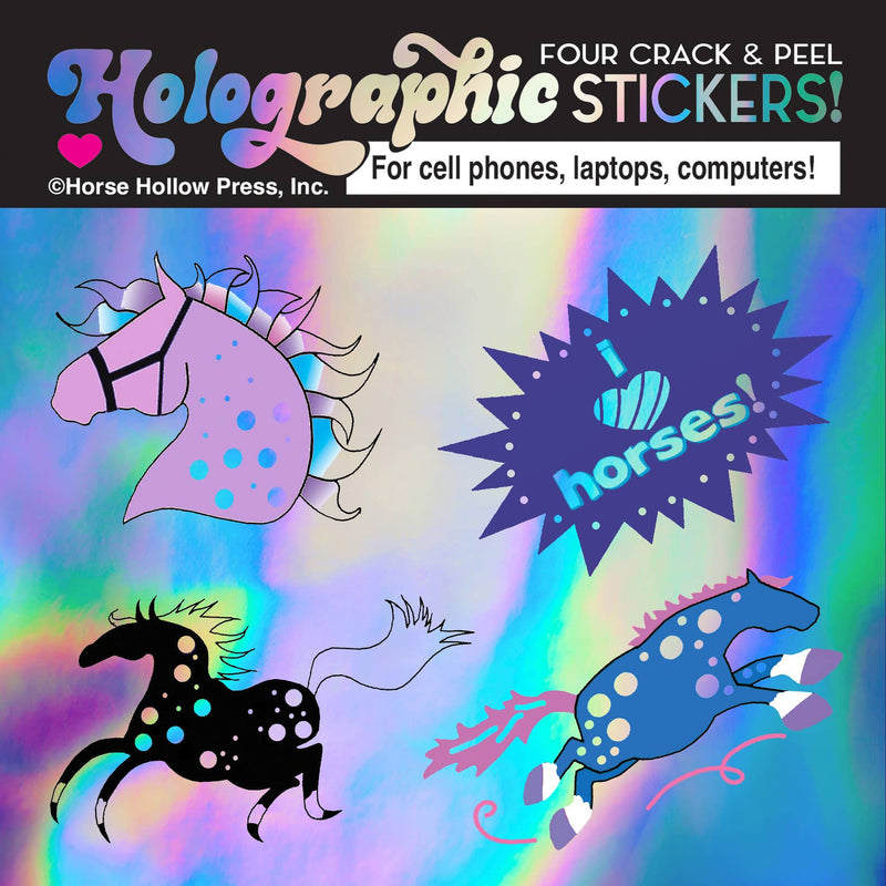 Holographic Sticker Sheet / Love Horse / 4 peel-off stickers