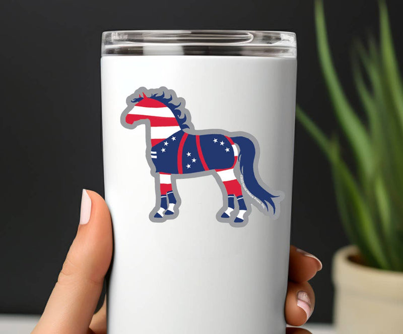 3" Tumbler Horse Sticker / Patriotic American / WATERPROOF