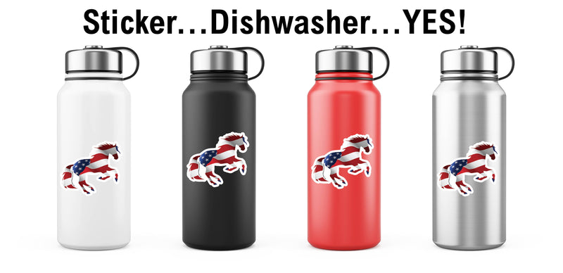 3" Tumbler Horse Sticker / American Flag / WATERPROOF